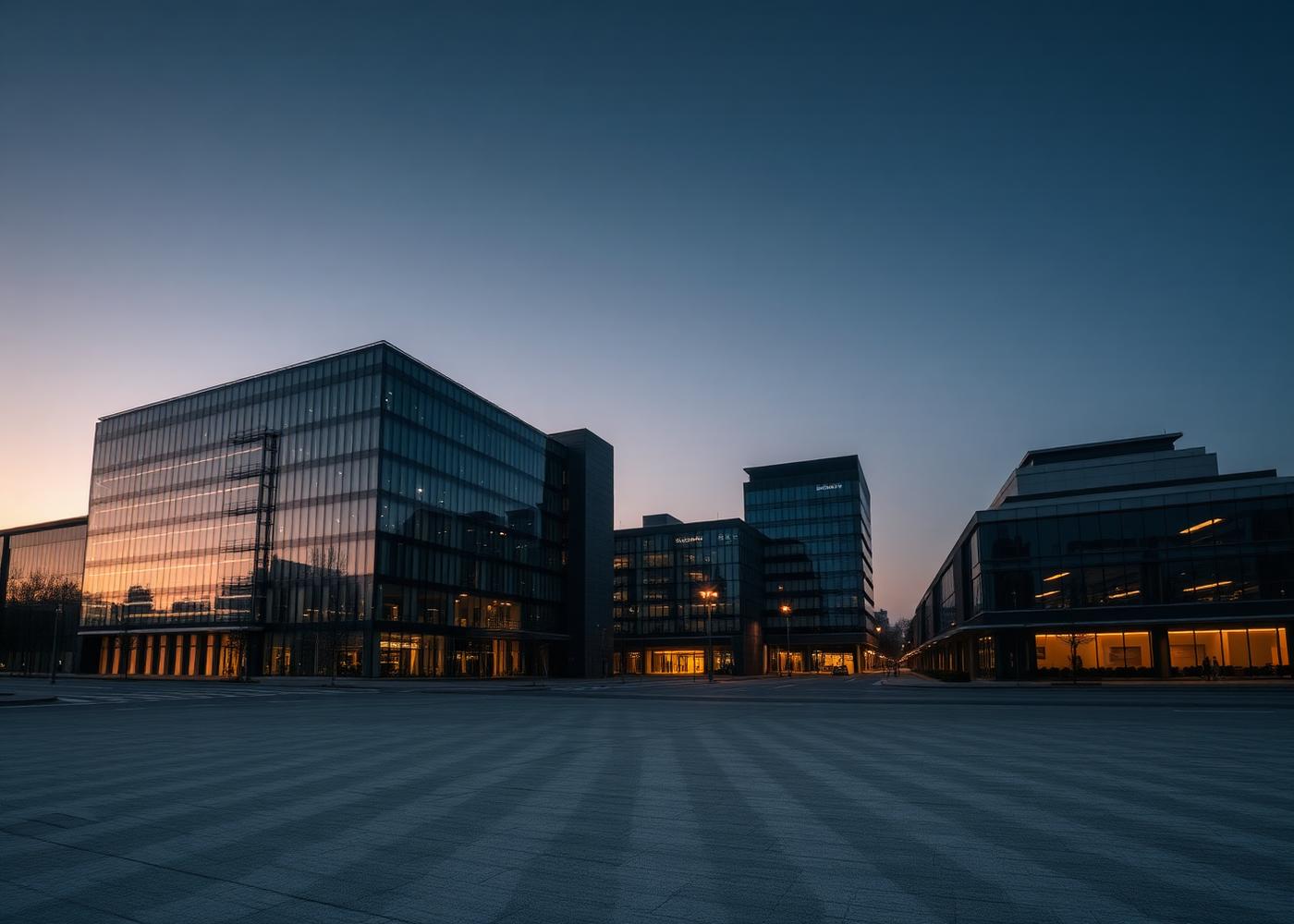 International business district at dusk